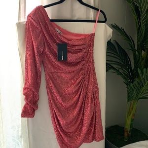 PINK SEQUIN ONE SHOULDER DRESS 🎀